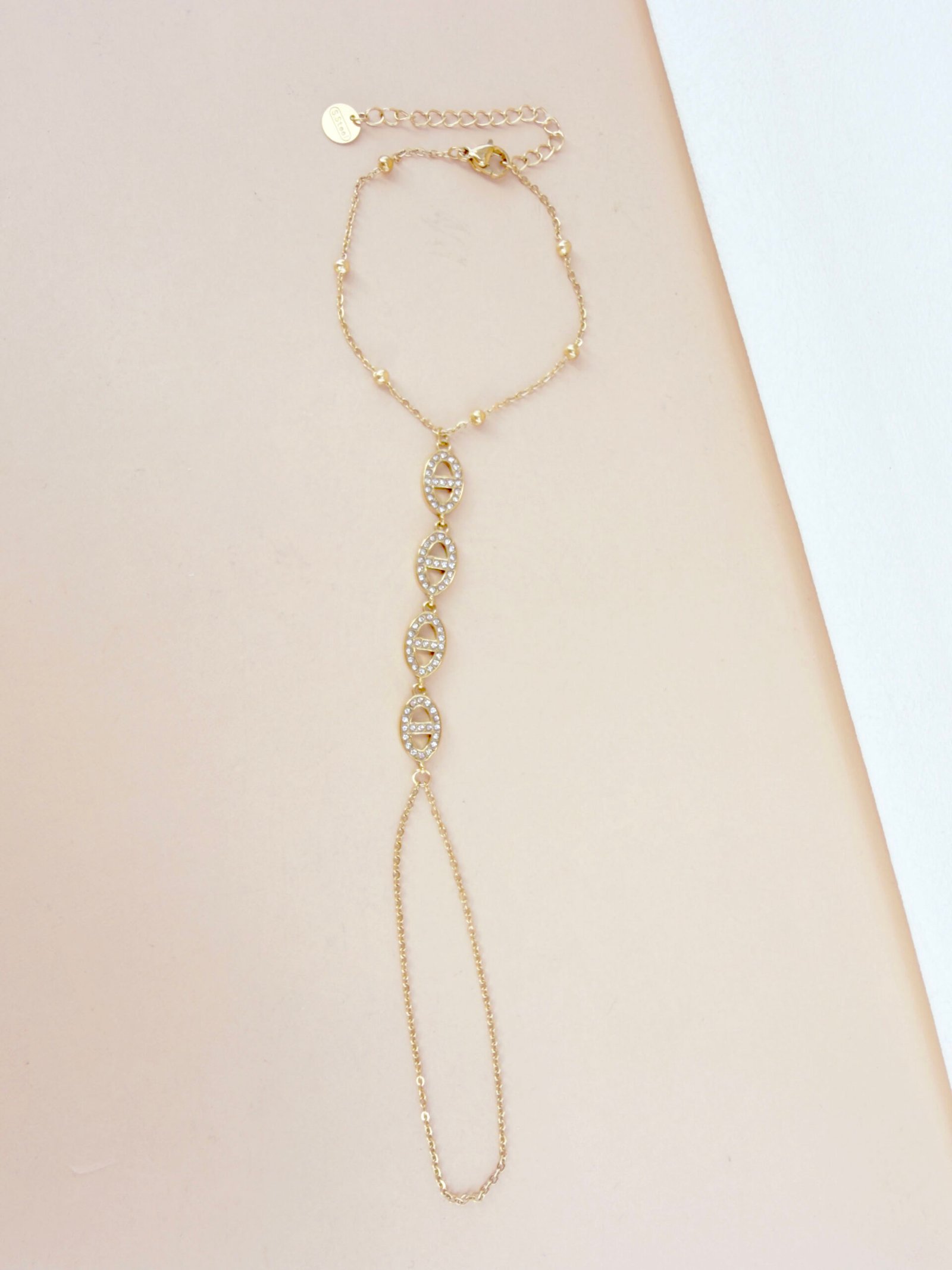Bracelet Celeste - Chaîne de main maille marine strass – Image 3