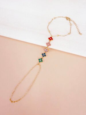 Bracelet Diane – Chaîne de main charms colorés
