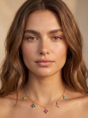 Collier Lena – Charms strass colorés
