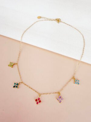 Collier Lena – Charms strass colorés