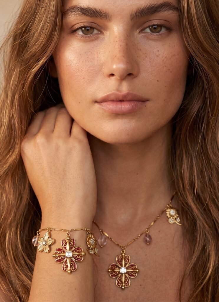 Collier Flora - Doré en acier inoxydable