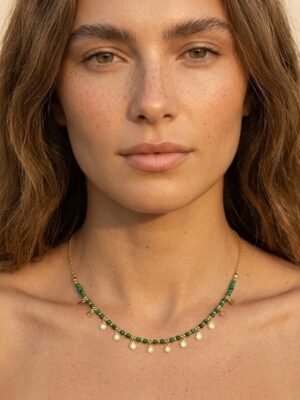 Collier Louise – Fin perles de pierres doré