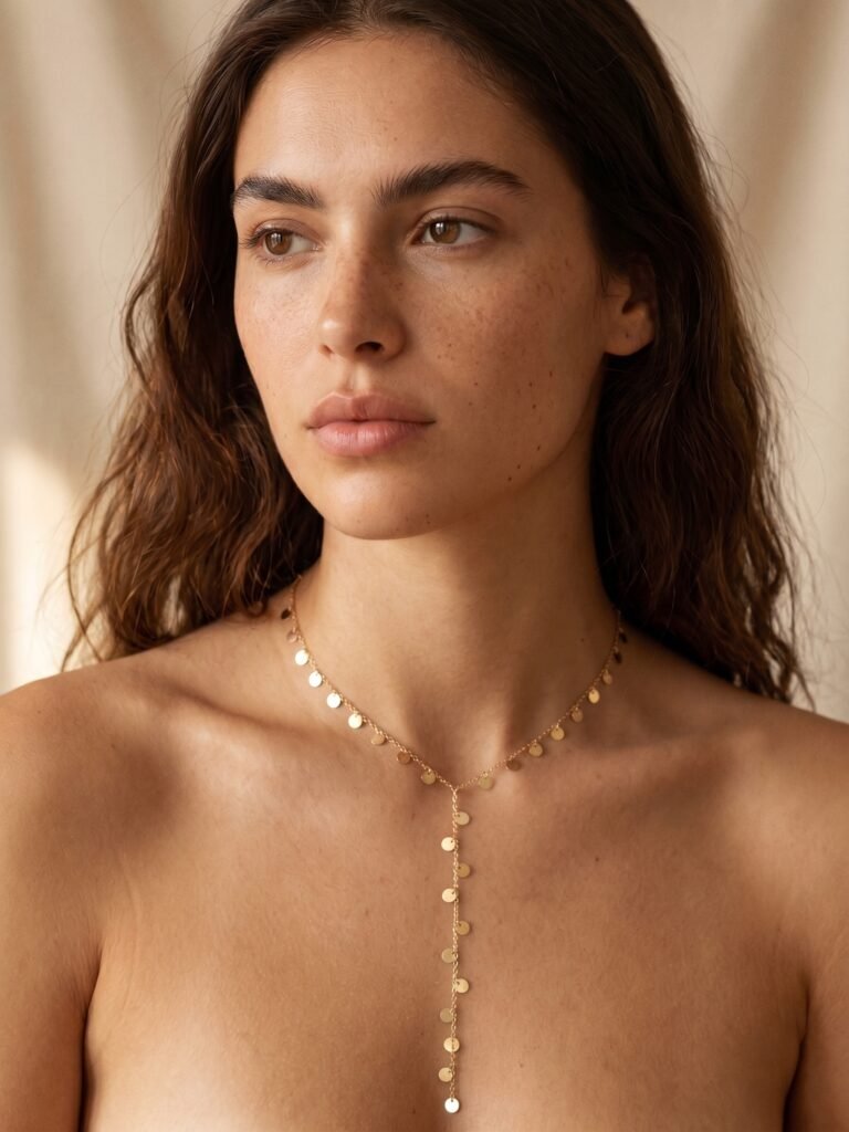 Collier Romy - Long Y doré en acier inoxydable