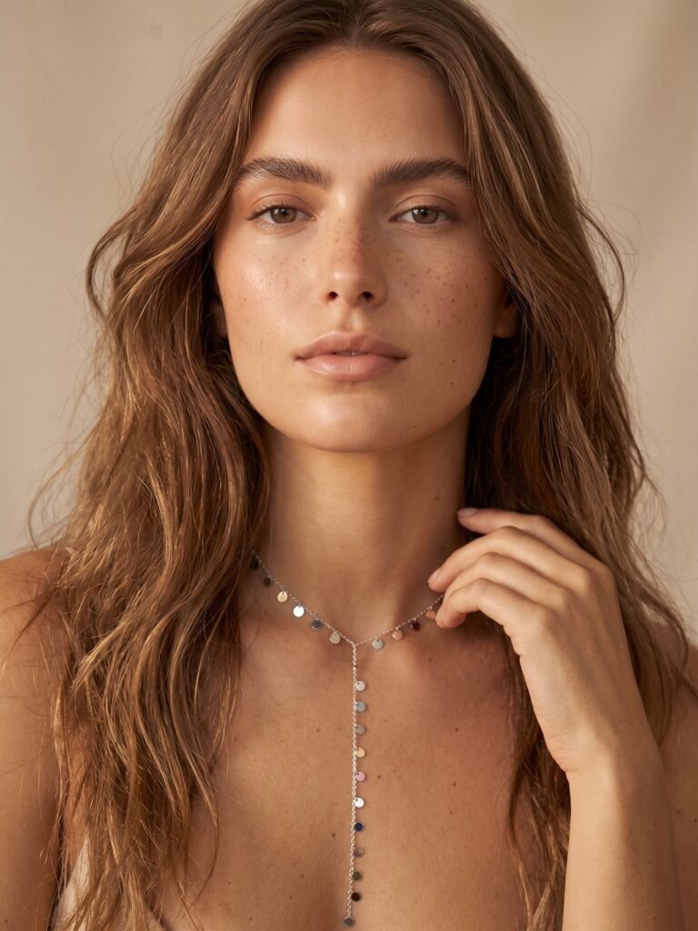 Collier Zelie - Long Y doré en acier inoxydable