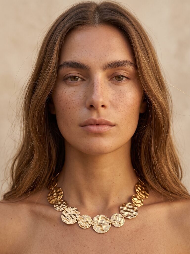Collier Ines - Pièce acier inoxydable or