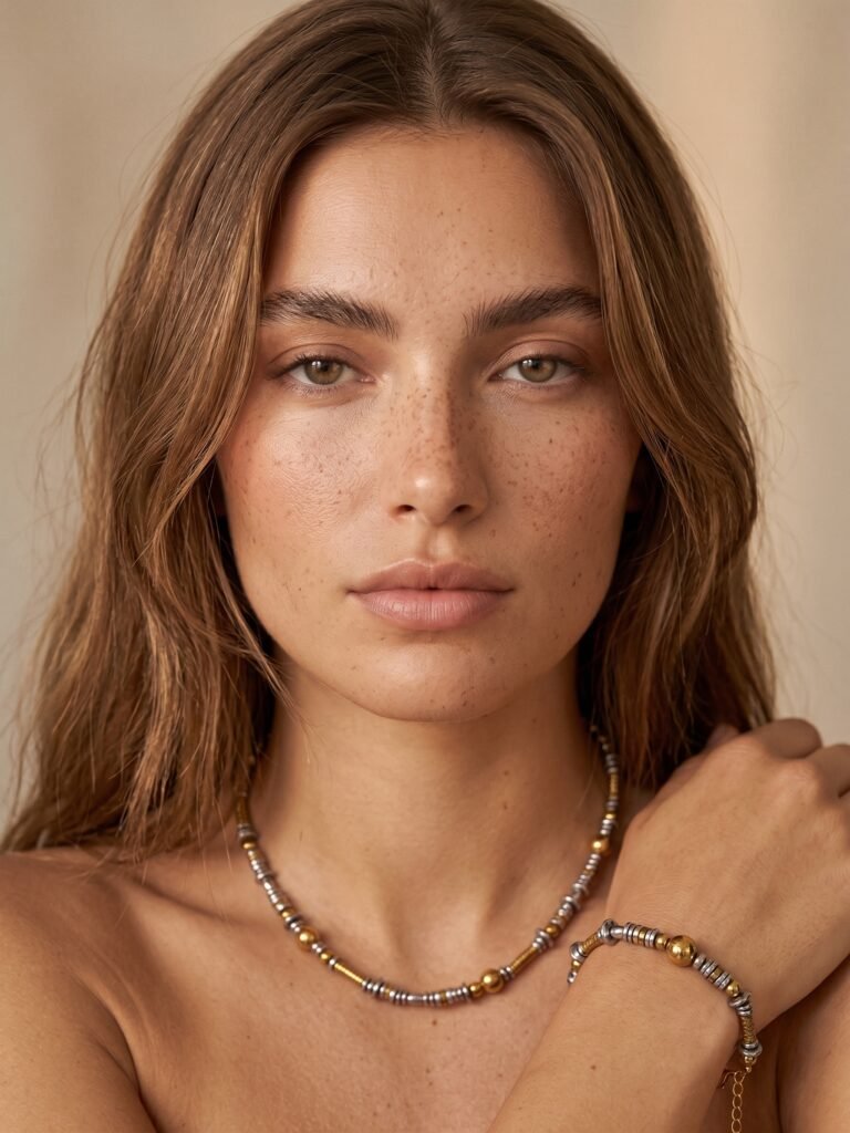 Parure Maelle - Bracelet et collier dorée