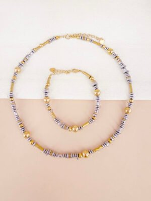 Parure Maelle – Bracelet et collier dorée