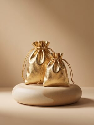 Pochette cadeau métallisée à cordon