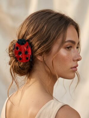 Pince à cheveux Jade – Motif coccinelle rouge à pois noirs