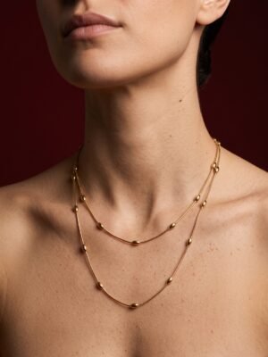 Collier sautoir double rang Iris - Petites perles dorées
