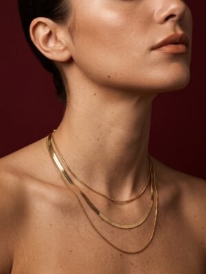 Collier trois rangs Pauline – Chaînes plates dorées